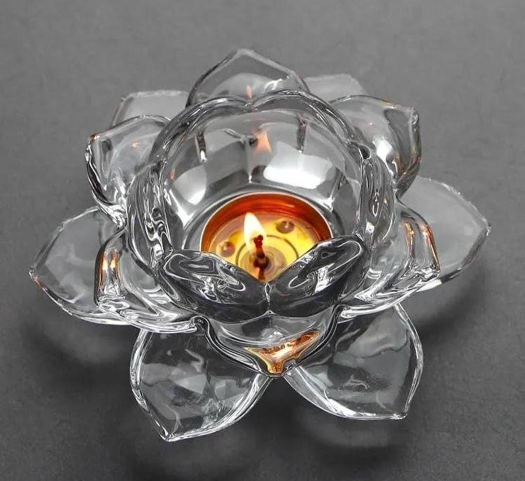 Glass Lotus Flower Tea Light Candle Holder Set ra4xqa-dd
