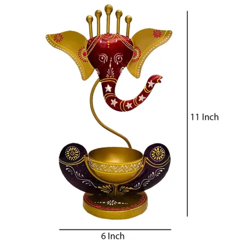 Intricately Crafted Spiritual Decor Ganesha with Tealight Candle Holder - KalaKirtiHub