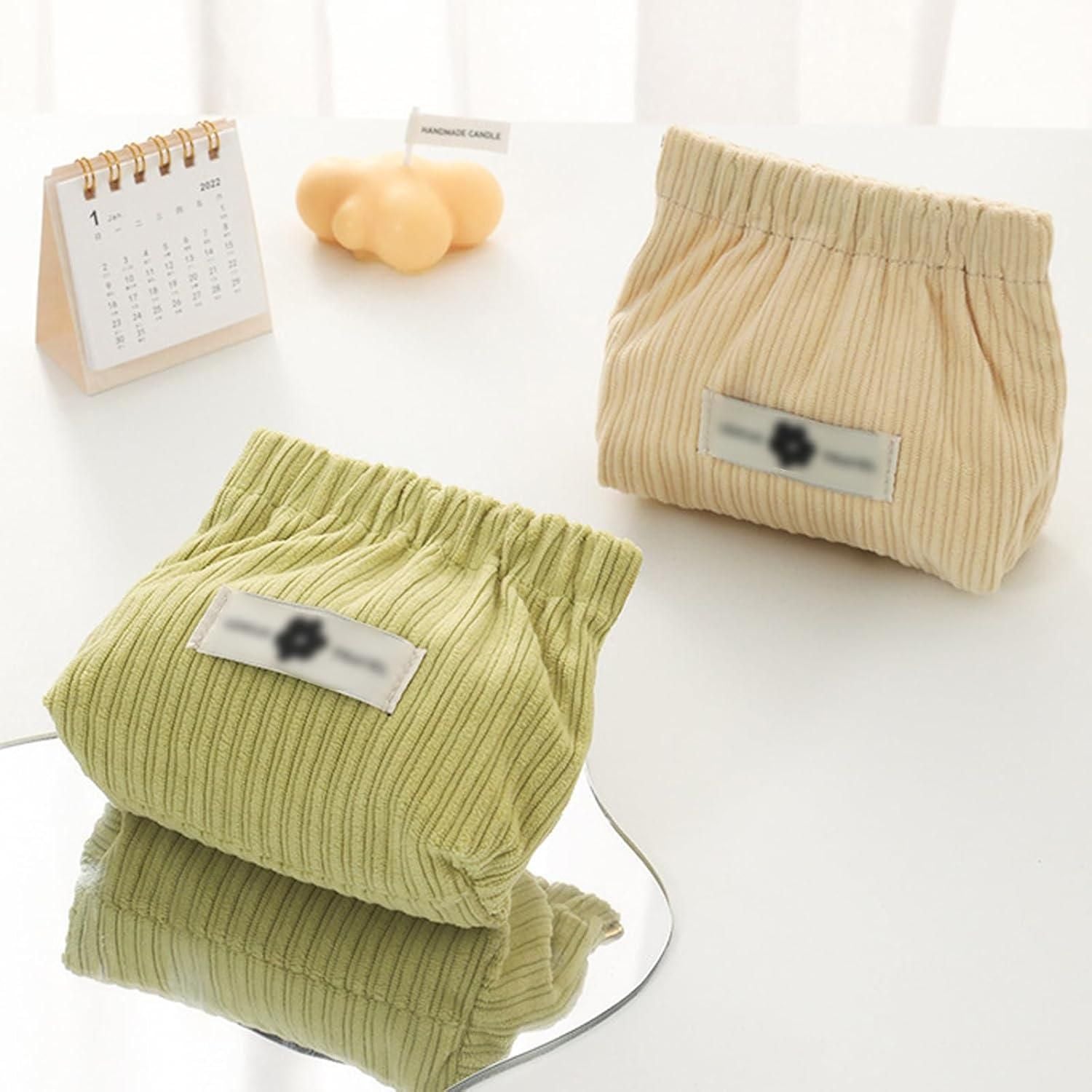 Small Makeup Bag Corduroy Pouch with Hair Tie Organizer | kalakirtihub ra4xqa-dd