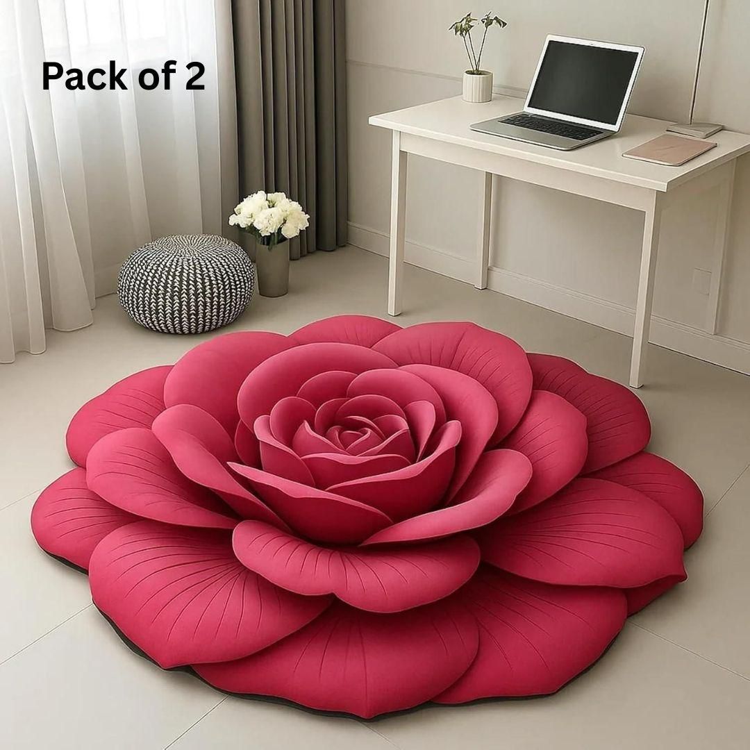 3D Flower Design Floor Mat – Quick Dry Non-Slip, Pack of 2 - KalaKirtiHub