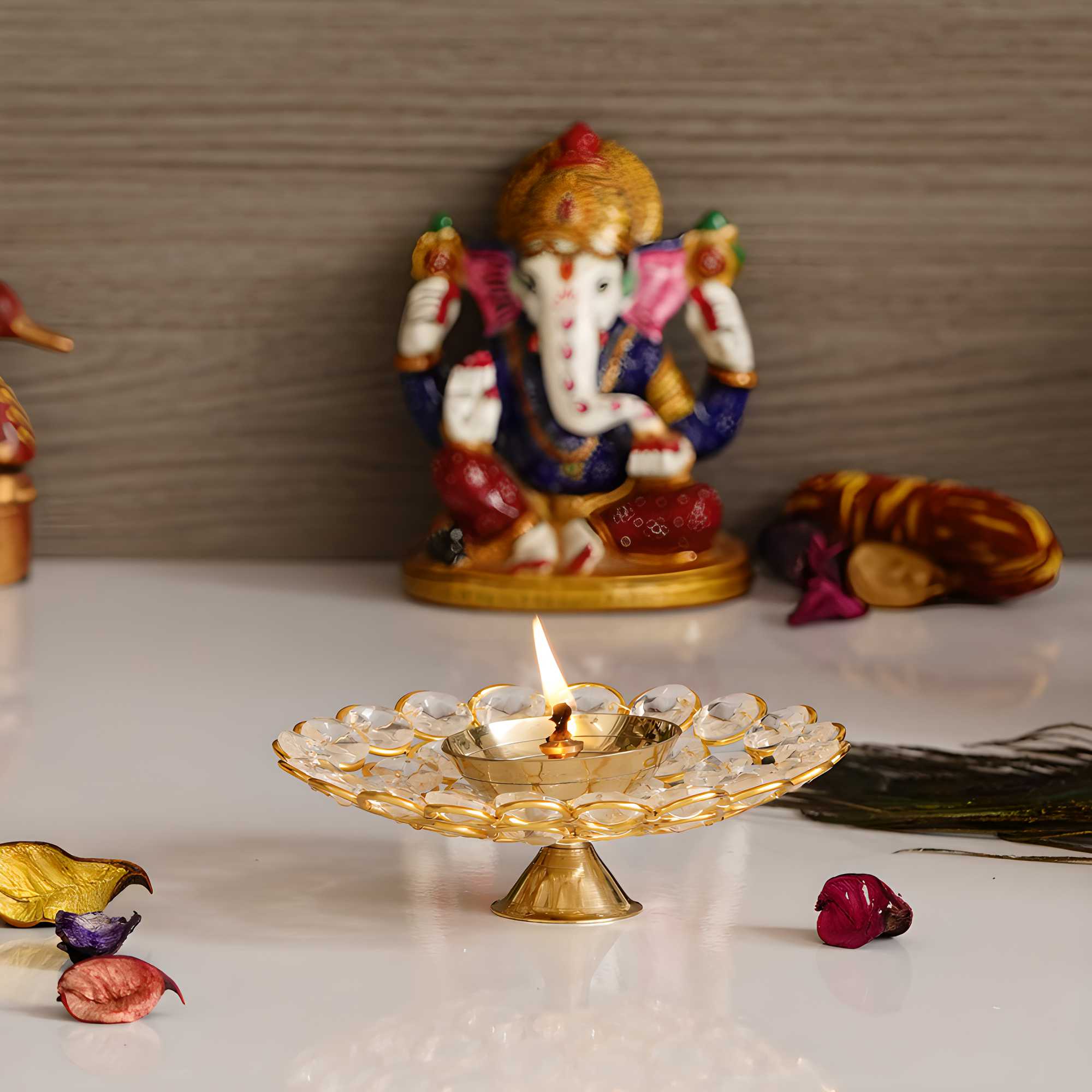 eCraftIndia Bowl Shape Crystal Tea Light Holder - Small - KalaKirtiHub