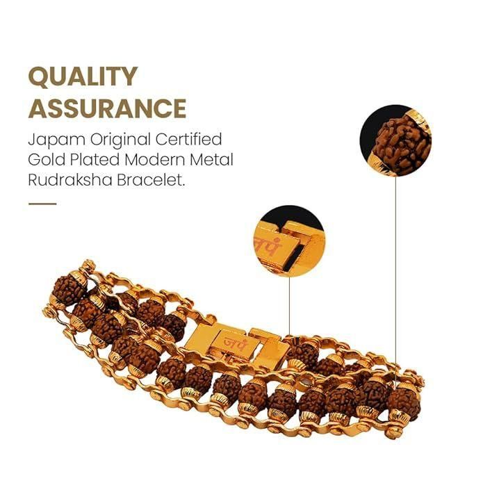 Genuine 5 Mukhi Rudraksha Bracelet Gold Plated | KalaKirtiHub ra4xqa-dd
