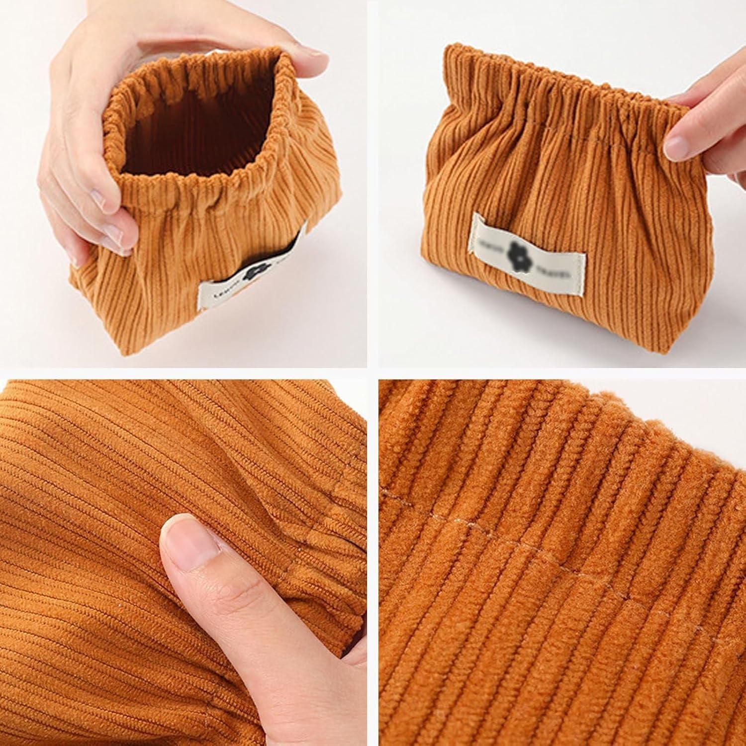 Small Makeup Bag Corduroy Pouch with Hair Tie Organizer | kalakirtihub ra4xqa-dd