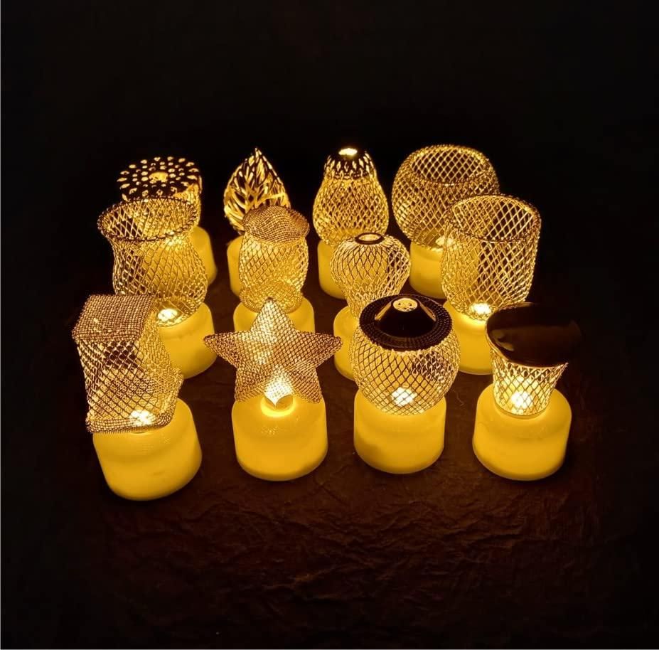 Golden Net LED Tealight Candle Lanterns Star 6 pcs ra4xqa-dd