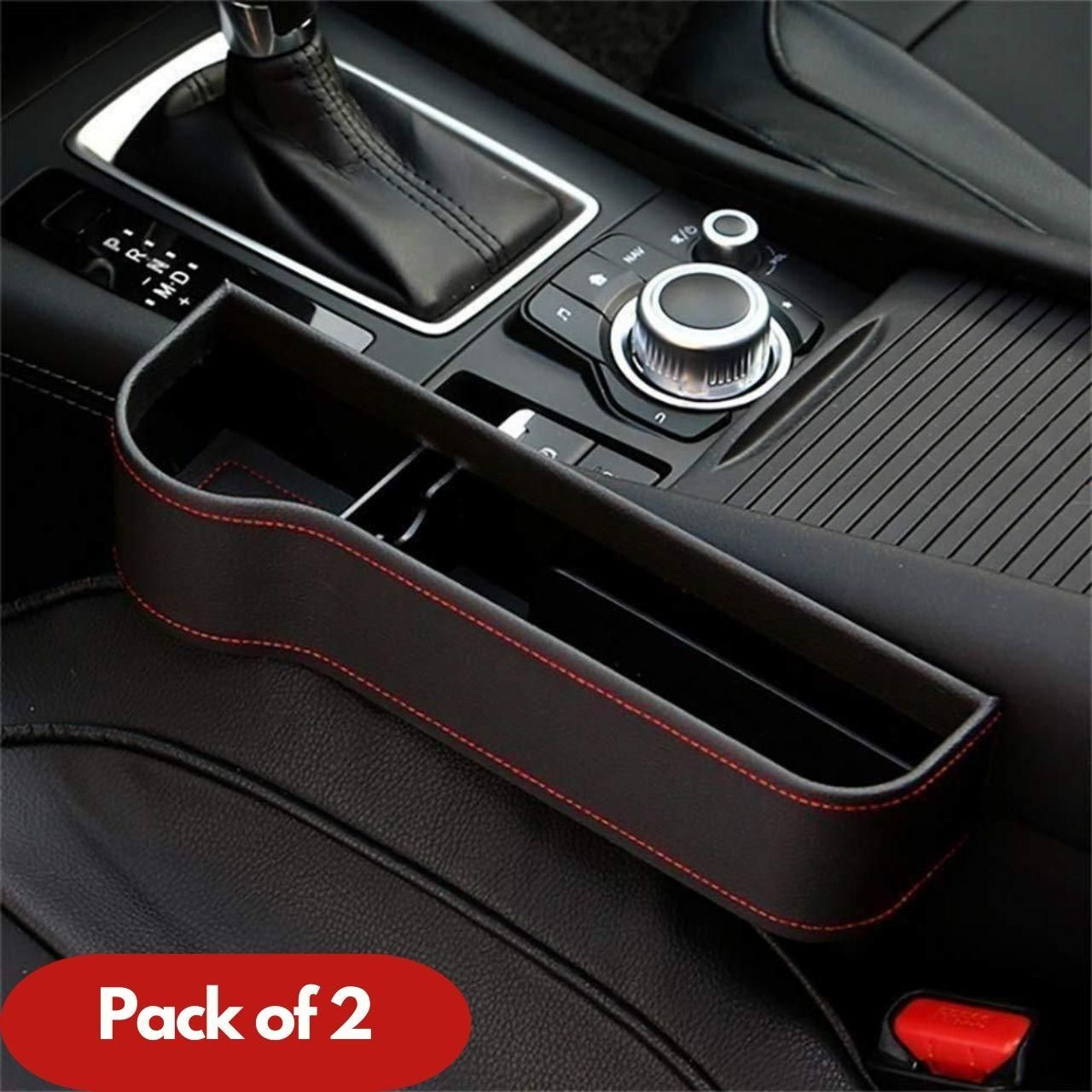 PU Leather Car Seat Pockets Organizer Pack of 2 | Console Side Storage ra4xqa-dd