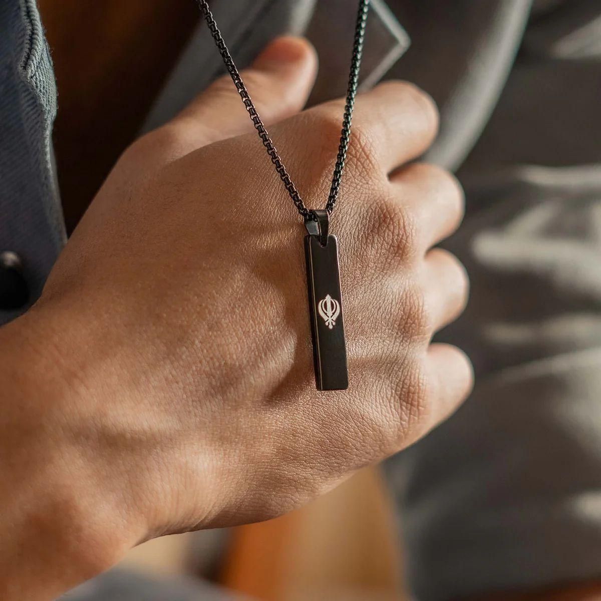 Khanda Spiritual Mini Tag Chain | Sikh Religious Pendant Necklace ra4xqa-dd