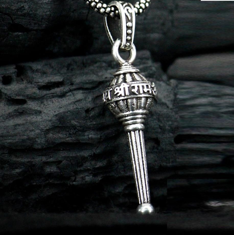 Men's Silver Chain with Gada Pendant - KalaKirtiHub