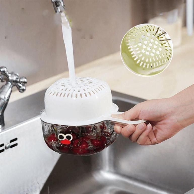 Dual-Layer Strainer Basket – Veggie & Fruit Drainer with Handle - KalaKirtiHub