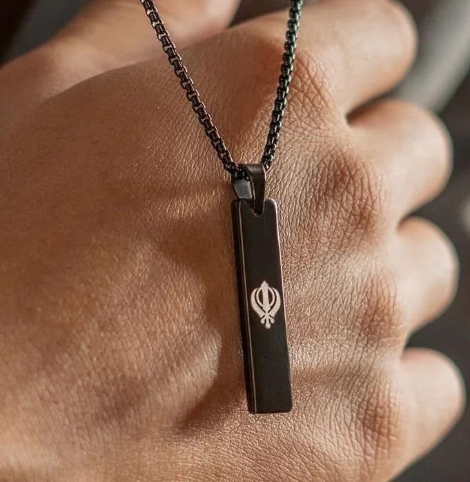 Khanda Spiritual Mini Tag Chain | Sikh Religious Pendant Necklace ra4xqa-dd
