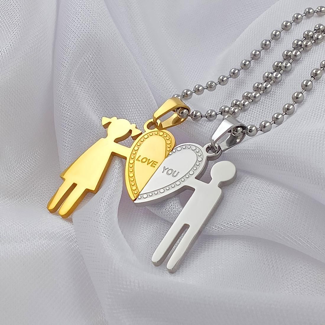 Lover Heart Couple Pendant Set | 2 Piece Joining Jewelry KalaKirtiHub ra4xqa-dd