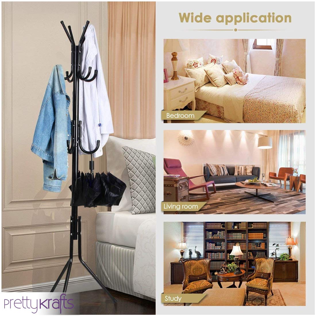 6-Hook Coat Hanger Stand – Wrought Iron Clothes Rack for Home ra4xqa-dd