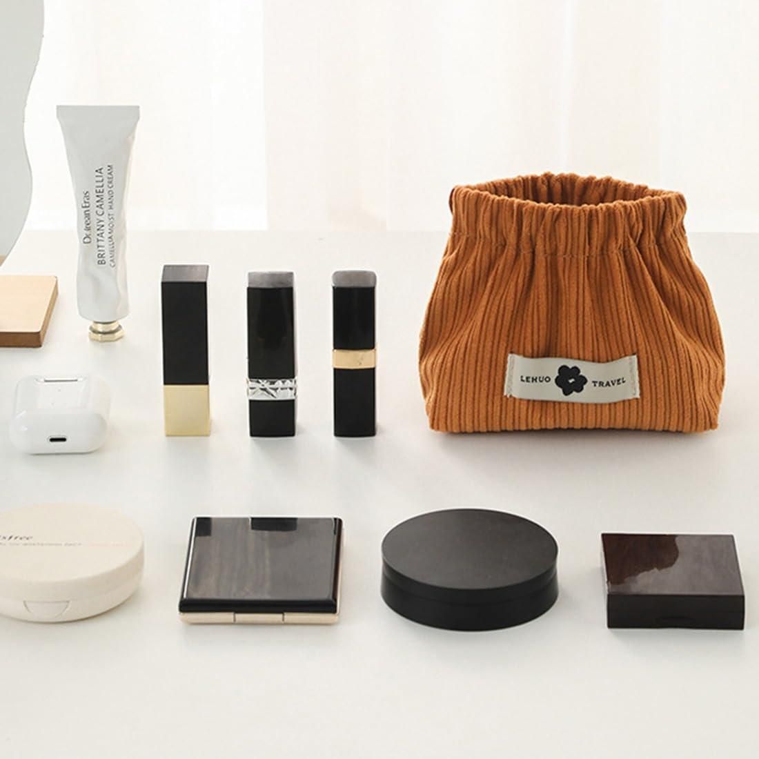 Small Makeup Bag Corduroy Pouch with Hair Tie Organizer | kalakirtihub ra4xqa-dd