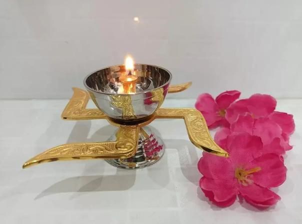 Brass Swastik Diya - KalaKirtiHub