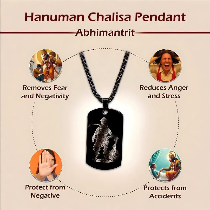 Hanuman Chalisha Pendant with Chain – Spiritual Jewelry - KalaKirtiHub