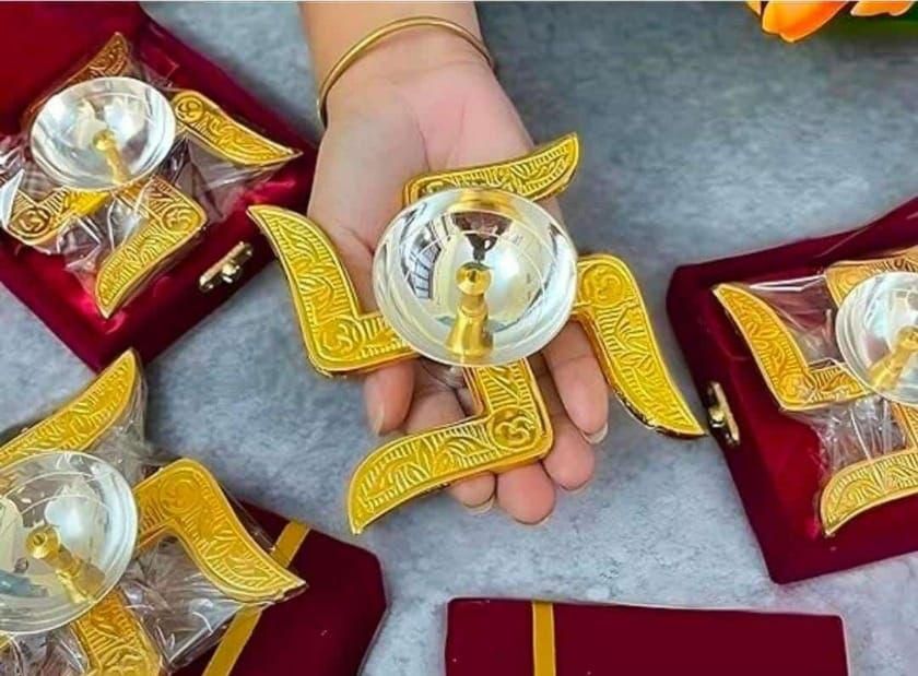 Brass Swastik Diya - KalaKirtiHub