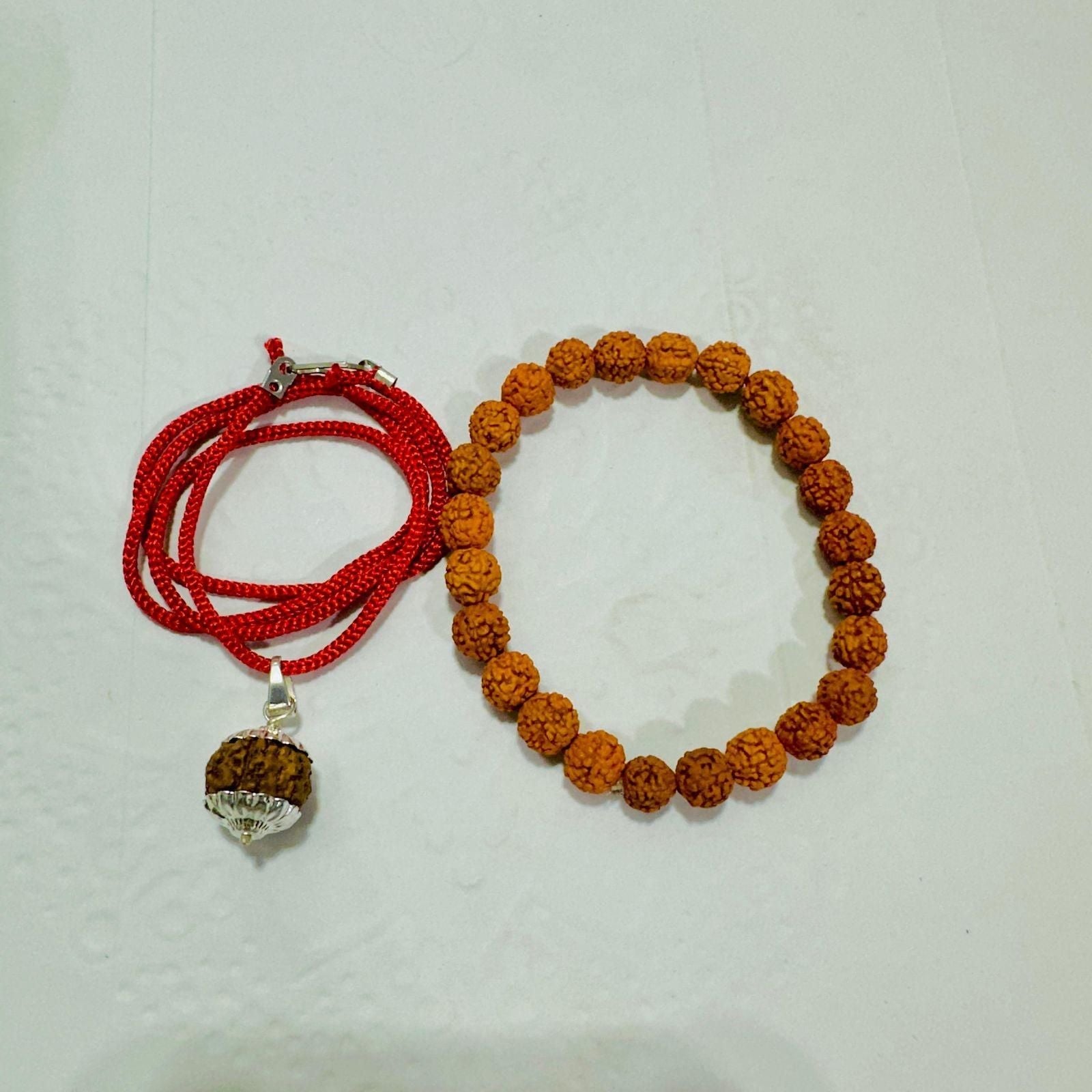 Maha Shivratri Combo | 5 Mukhi Rudraksha Pendant with Bracelet ra4xqa-dd