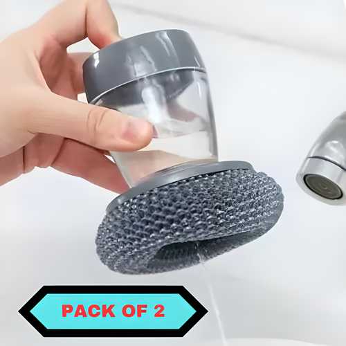 Kitchen Soap Dispensing Palm Brush – Pack of 2, Cleaning Tool - KalaKirtiHub
