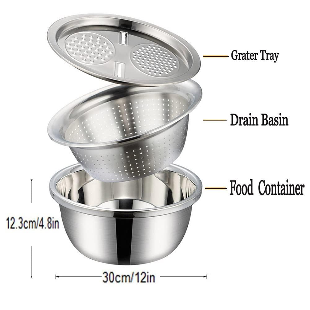 3-in-1 Multifunctional Grater & Basin – Stainless Steel Colander Set ra4xqa-dd