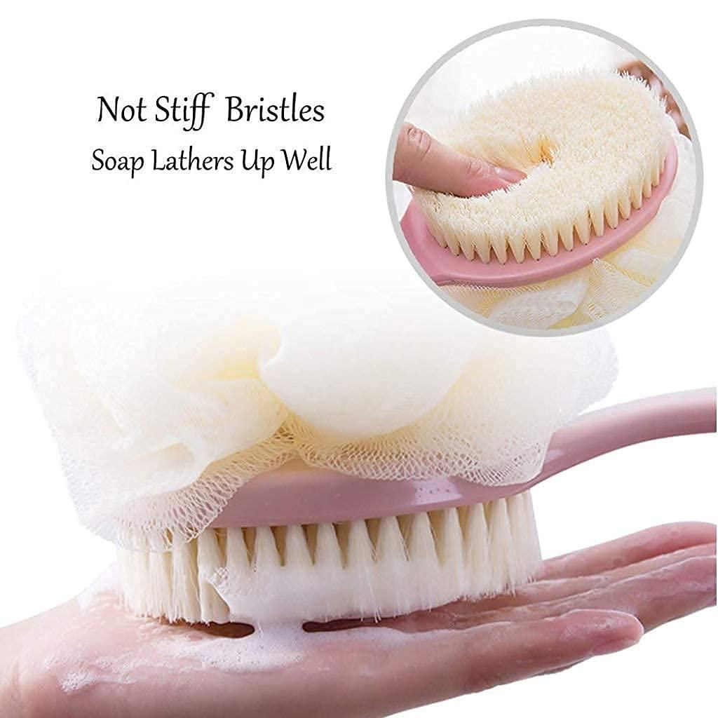 2-in-1 Loofah & Bath Brush with Handle – Double Sided Scrubber ra4xqa-dd