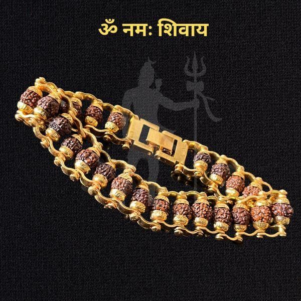 Genuine 5 Mukhi Rudraksha Bracelet Gold Plated | KalaKirtiHub ra4xqa-dd