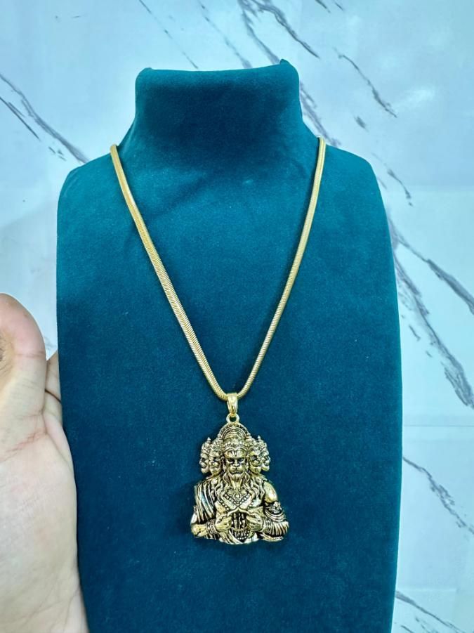 Panchamukhi Hanuman Pendant with Snake Golden Chain | KalaKirtiHub ra4xqa-dd