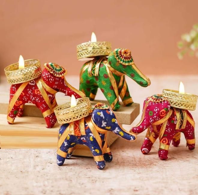 Rajasthani Elephant Tea Light Candle Holder (Pack of 4) ra4xqa-dd