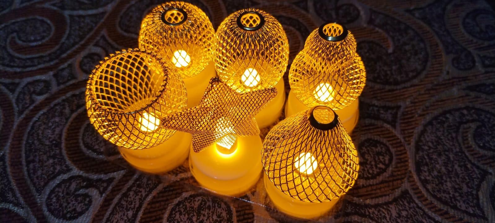Golden Net LED Tealight Candle Lanterns Star 6 pcs ra4xqa-dd