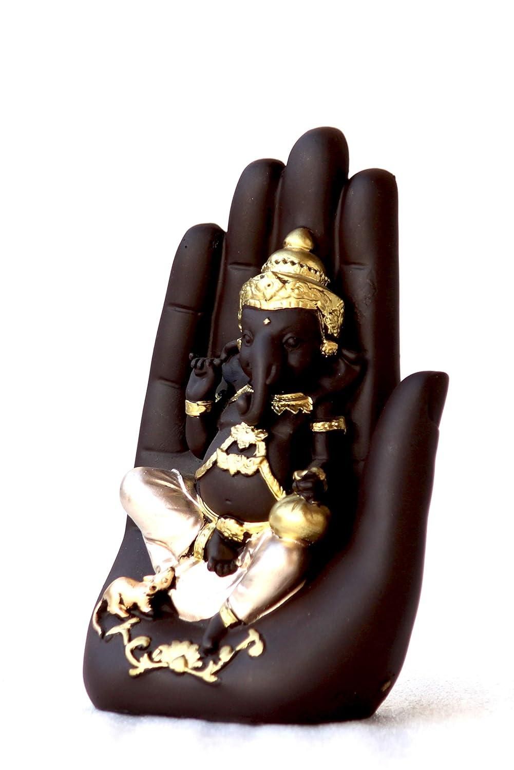 eCraftIndia Golden Handcrafted Palm Ganesha – Decorative Showpiece ra4xqa-dd