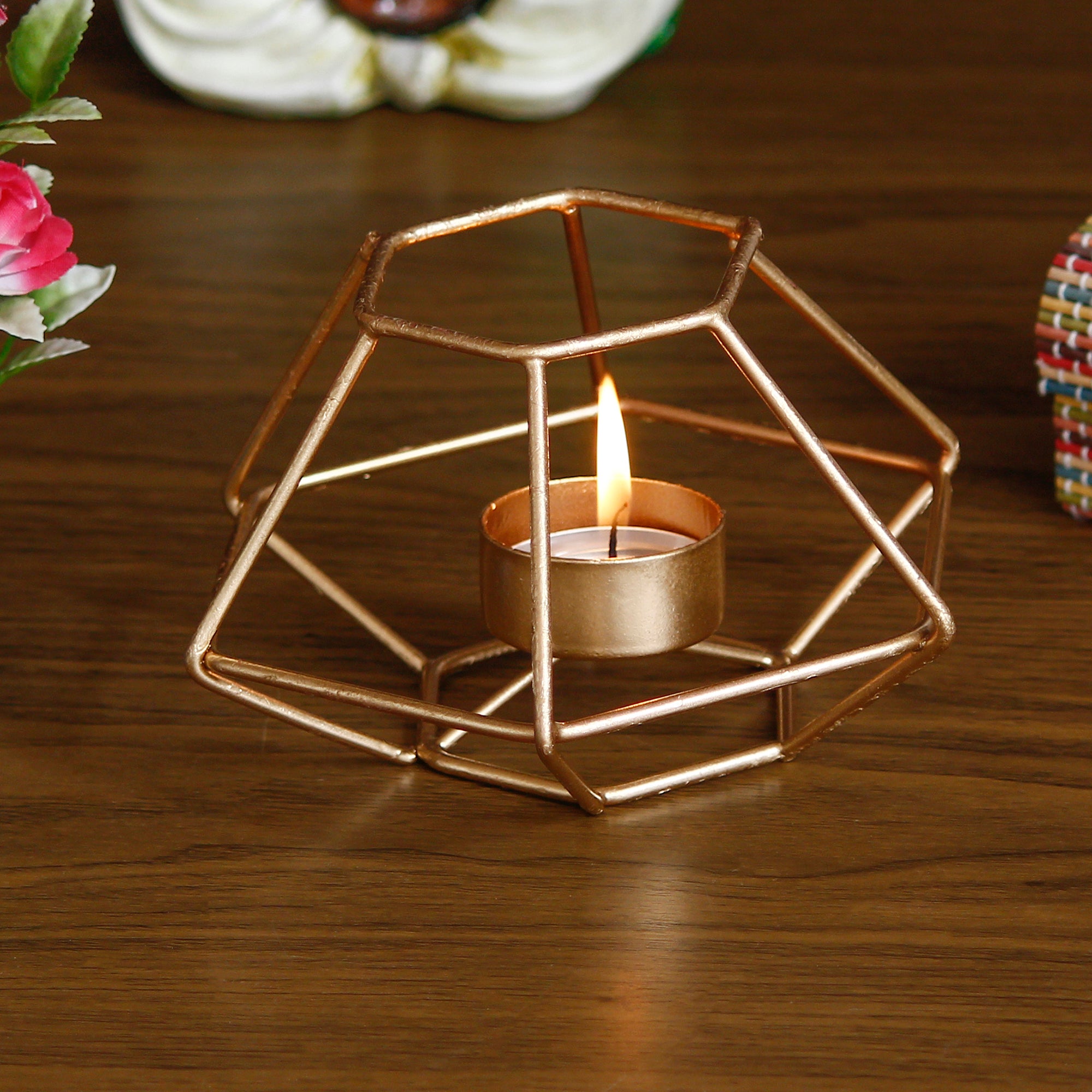 eCraftIndia Decorative Handcrafted Metal Tea Light Holder - KalaKirtiHub