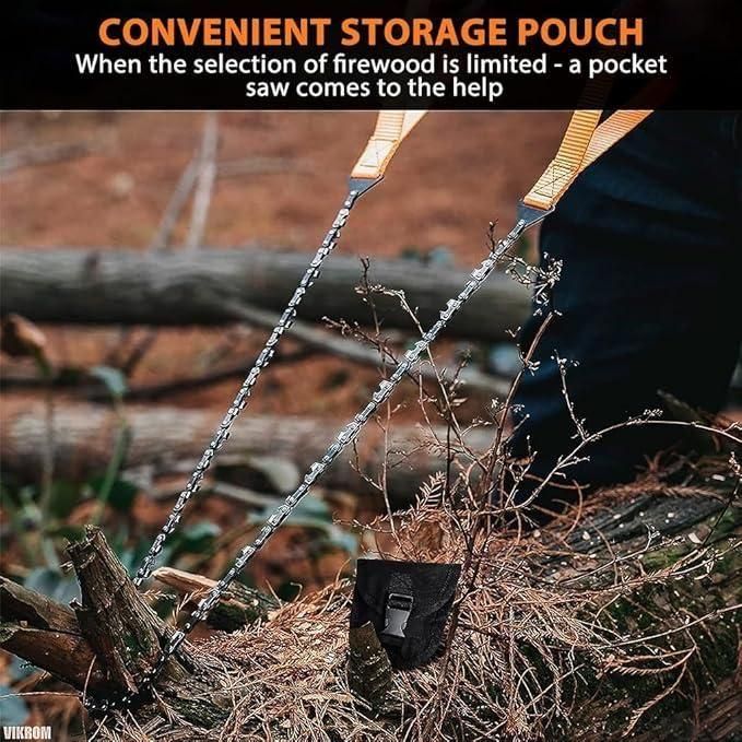 Pocket Chainsaw with Grips Folding Pull Saw with Storage Pouch - KalaKirtiHub