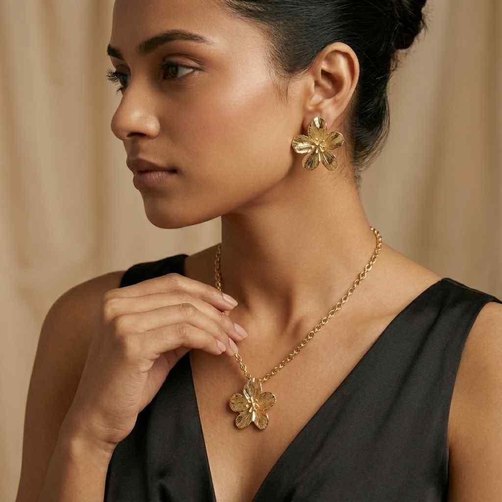 Set of Flower Necklace and Earring (Pack of 1) ra4xqa-dd