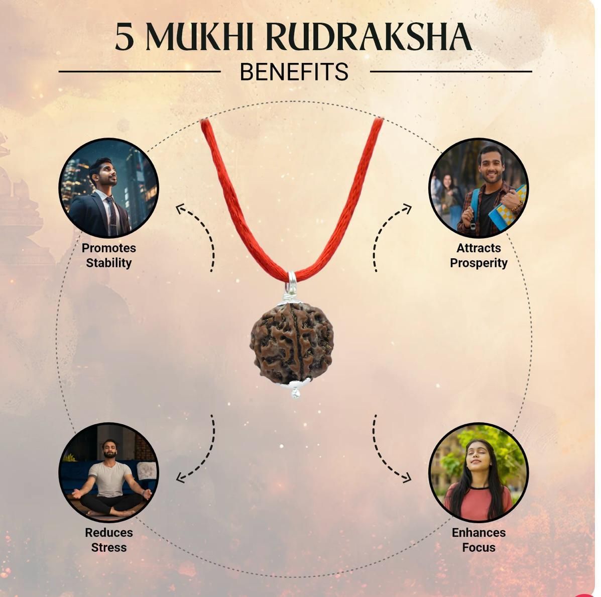 Maha Shivratri Combo | 5 Mukhi Rudraksha Pendant with Bracelet ra4xqa-dd