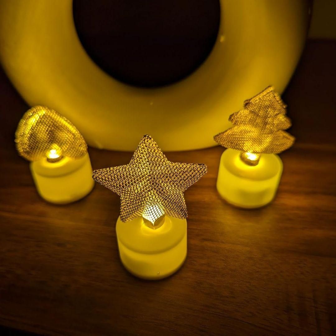 Golden Net LED Tealight Candle Lanterns Star 6 pcs ra4xqa-dd