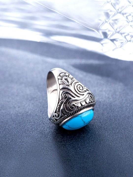 Men’s Silver-Plated Blue Stone Ring – Oxidized Jewelry ra4xqa-dd