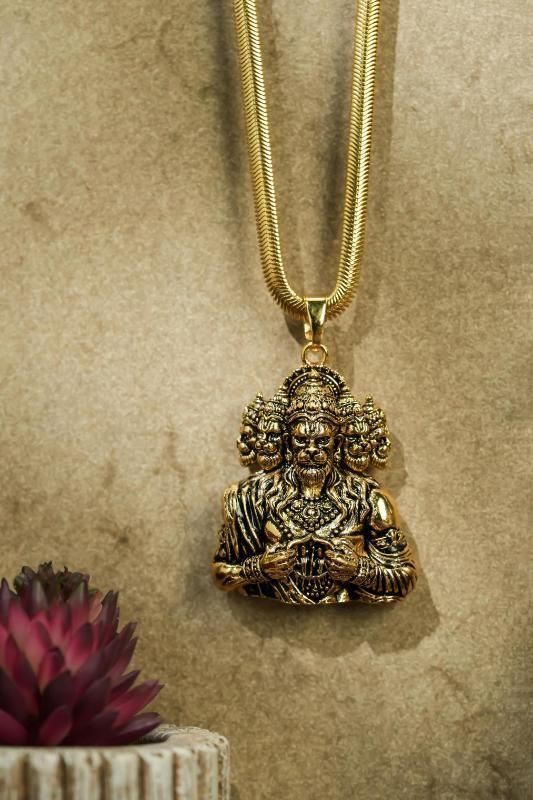 Panchamukhi Hanuman Pendant with Snake Golden Chain | KalaKirtiHub ra4xqa-dd