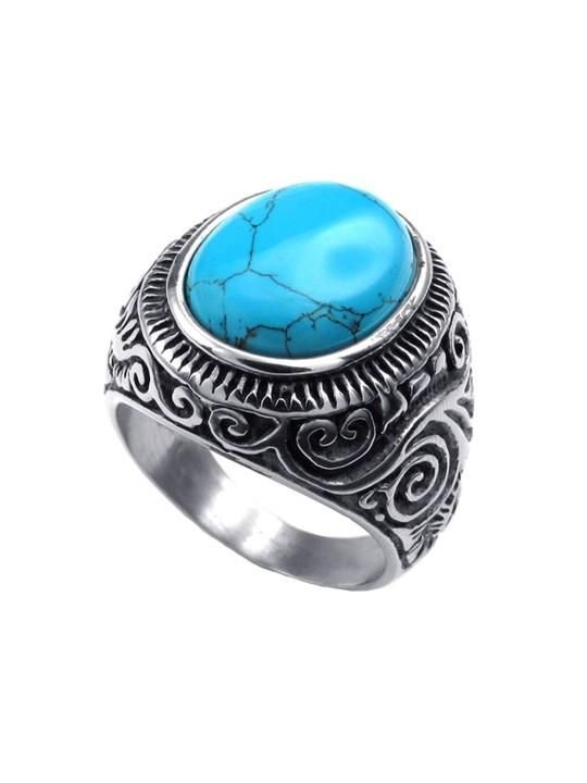 Men’s Silver-Plated Blue Stone Ring – Oxidized Jewelry ra4xqa-dd