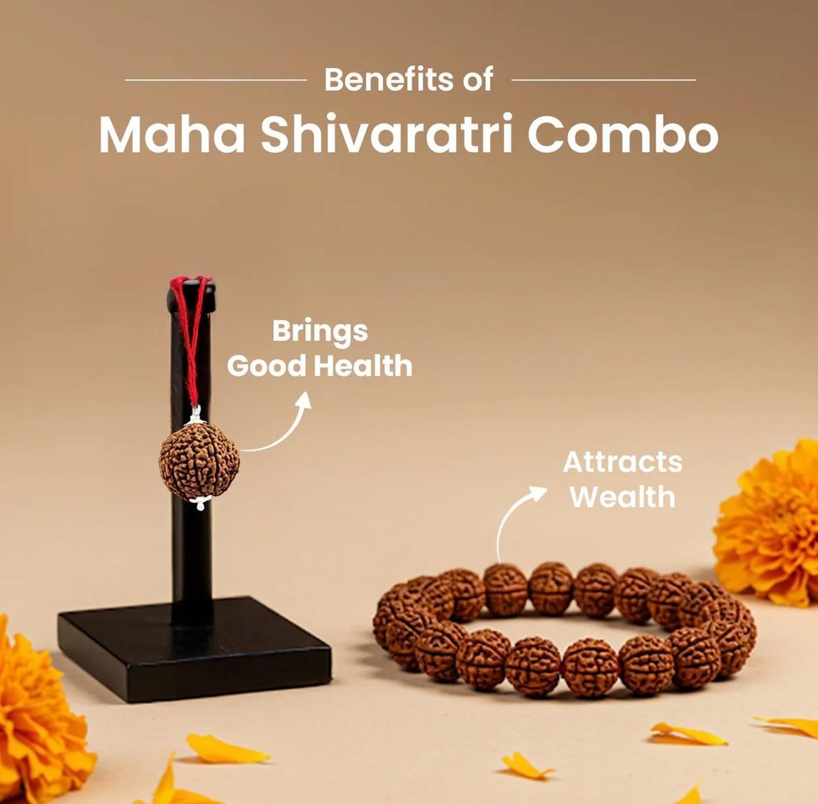 Maha Shivratri Combo | 5 Mukhi Rudraksha Pendant with Bracelet ra4xqa-dd