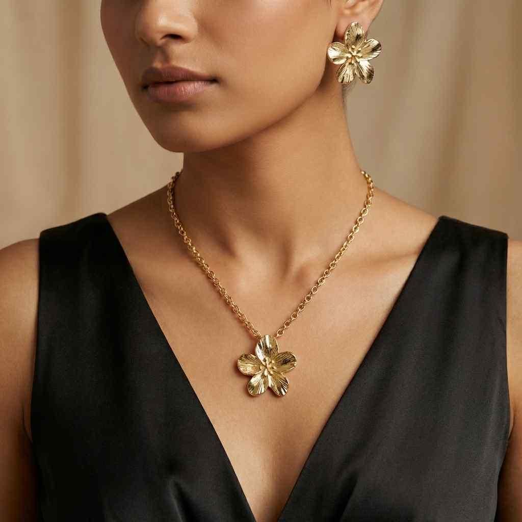 Set of Flower Necklace and Earring (Pack of 1) ra4xqa-dd