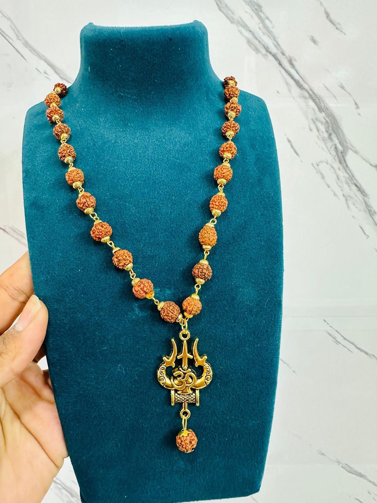 Panchmukhi Rudraksha OM Shiva Trishool Mala for Devotion | KalaKirtiHub ra4xqa-dd