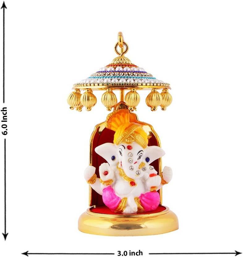 Ganesh Ji Idol Statue for Car Dashboard Showpiece - 6 cm  (Polyresin, Multicolor) - KalaKirtiHub
