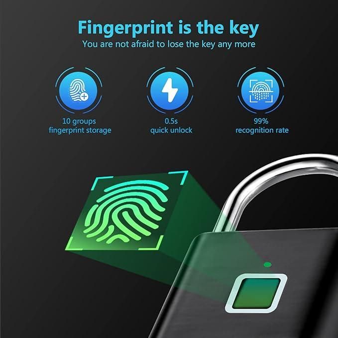 Fingerprint Padlock | Smart Keyless Security Lock – kalakirtihub ra4xqa-dd