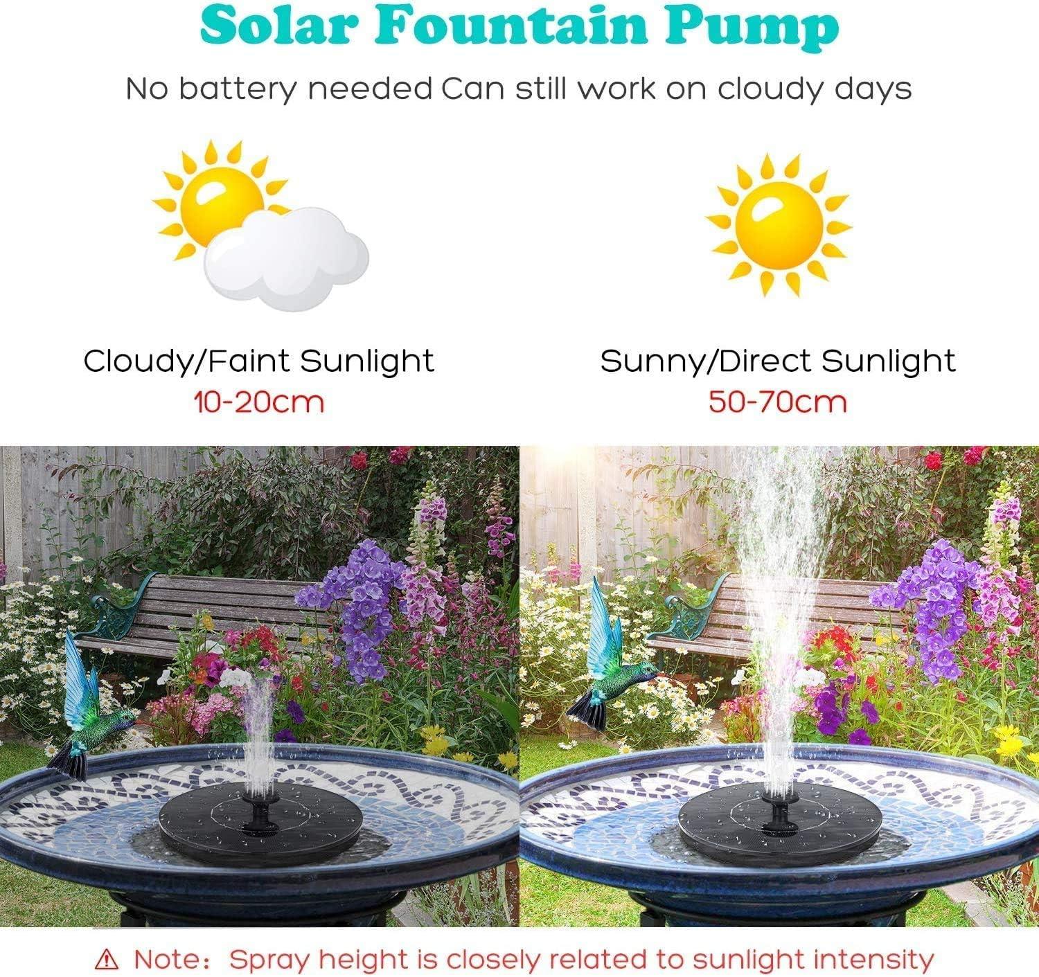 Fountain Solar Power Floating Water Pump for Pool Pond Garden and Patio Plants Round 7V 1.4W (Black) - KalaKirtiHub