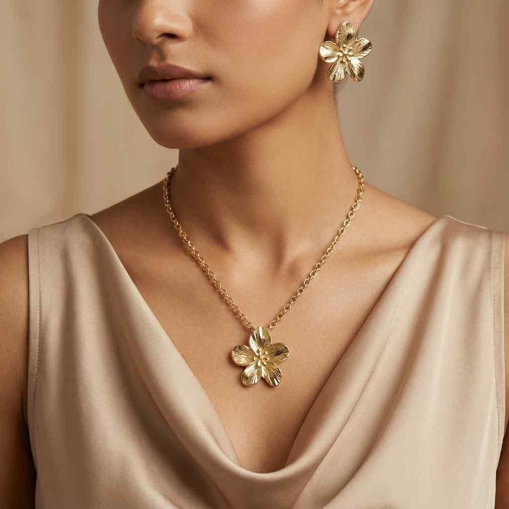 Set of Flower Necklace and Earring (Pack of 1) ra4xqa-dd