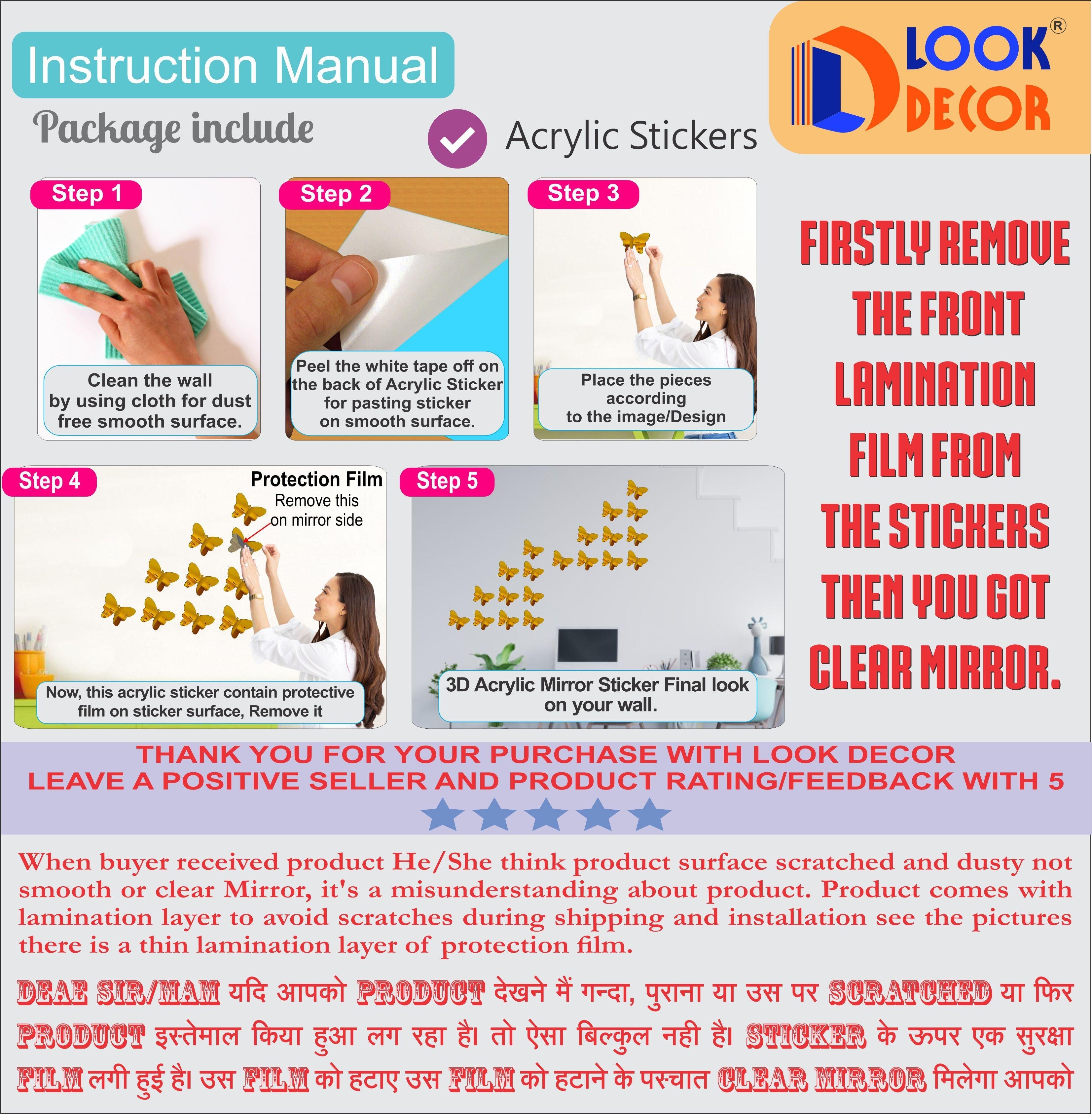 3D Gold Acrylic Mirror Wall Sticker – Elegant Home Decor ra4xqa-dd