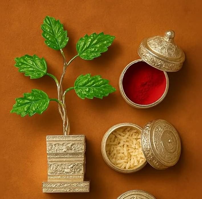 German Silver Plated Tulsi Plant Decorative Showpiece (4inche) ra4xqa-dd