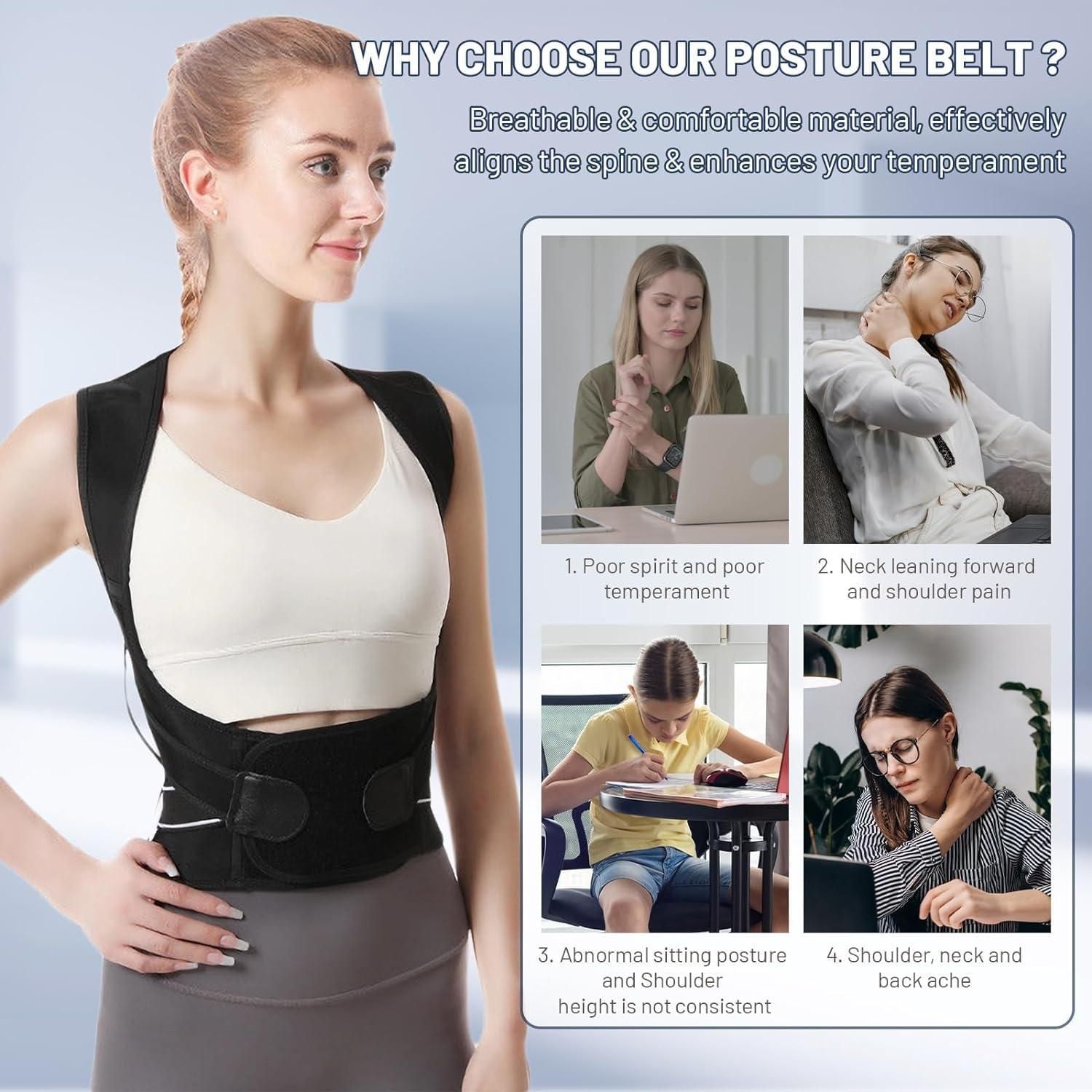 Adjustable Back Posture Corrector/ Slouching Relieve Pain Belt Women Men ra4xqa-dd