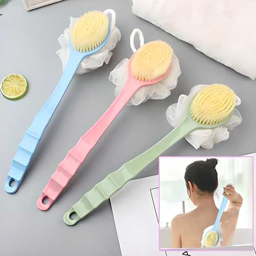 2-in-1 Loofah & Bath Brush with Handle – Double Sided Scrubber ra4xqa-dd