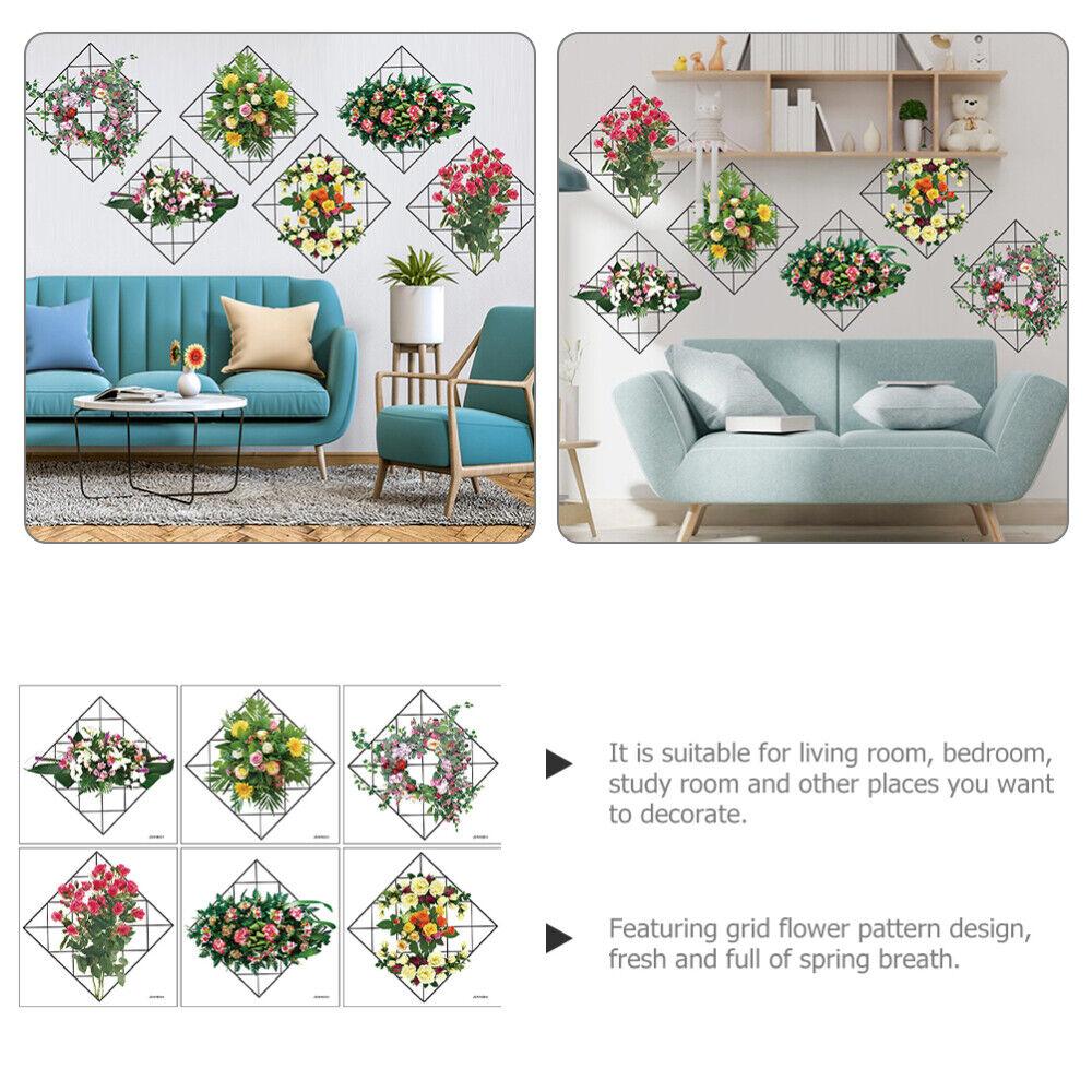 Home Wall Art – Grid Flower Pattern Sticker for Office & Decor ra4xqa-dd