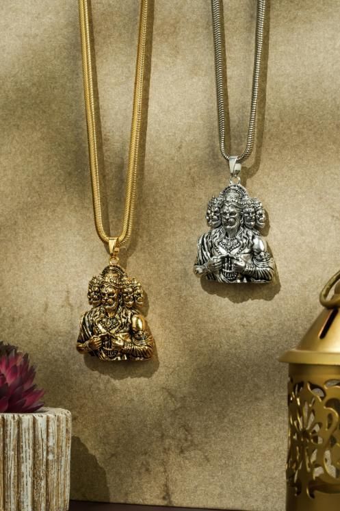 Panchamukhi Hanuman Pendant with Snake Golden Chain | KalaKirtiHub ra4xqa-dd