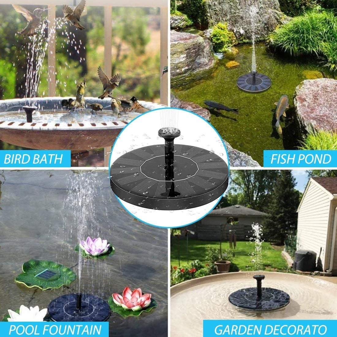 Fountain Solar Power Floating Water Pump for Pool Pond Garden and Patio Plants Round 7V 1.4W (Black) - KalaKirtiHub